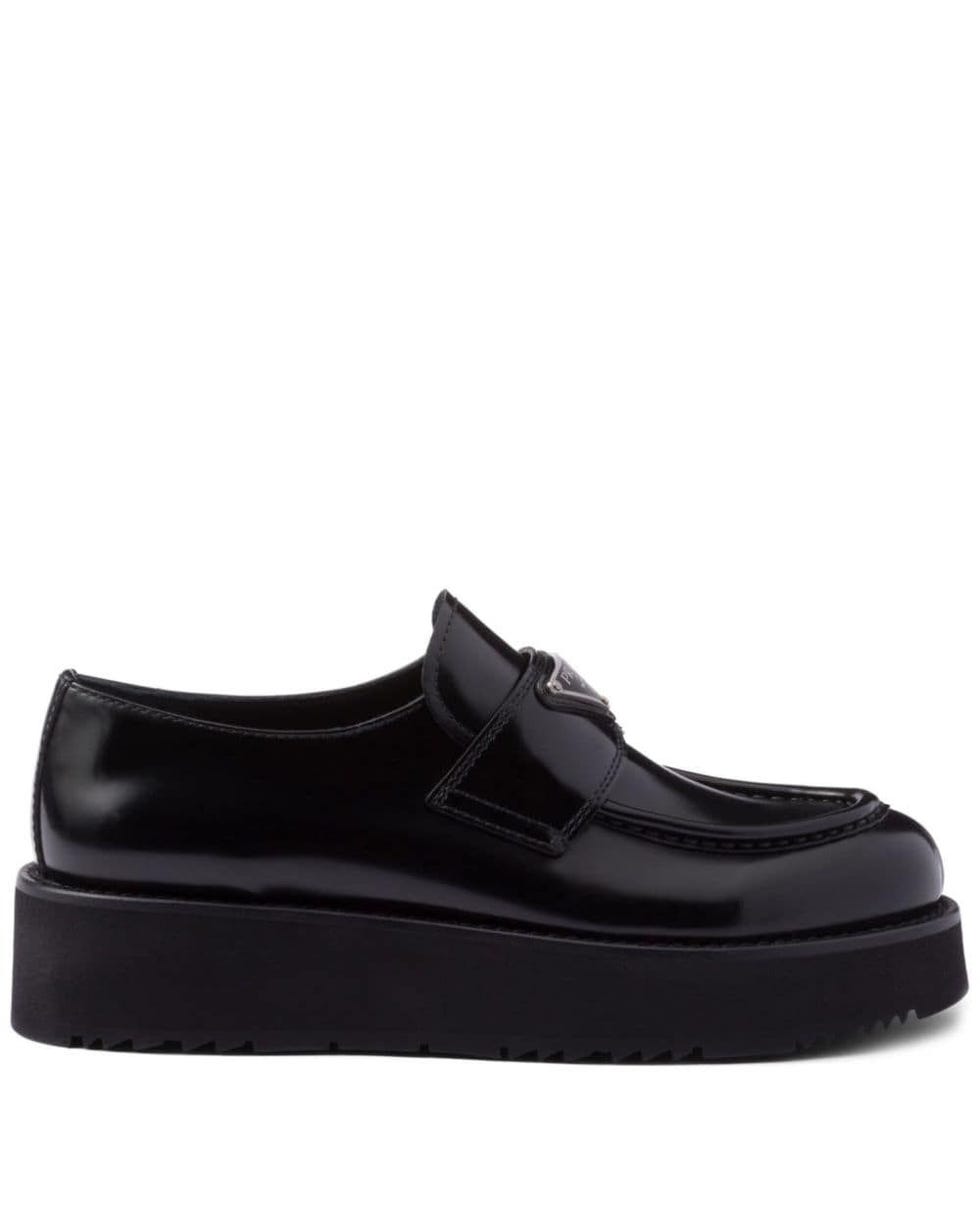 Leather platform loafers