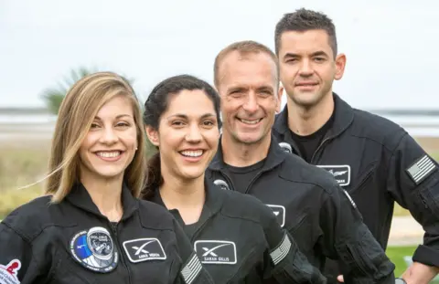 Getty Images The four-person crew of the Polaris Dawn.