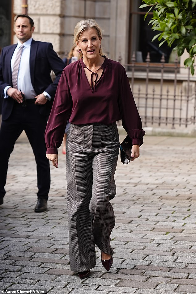 Sophie, Duchess of Edinburgh (pictured), cut a fine figure at a British Fashion Council event in London today